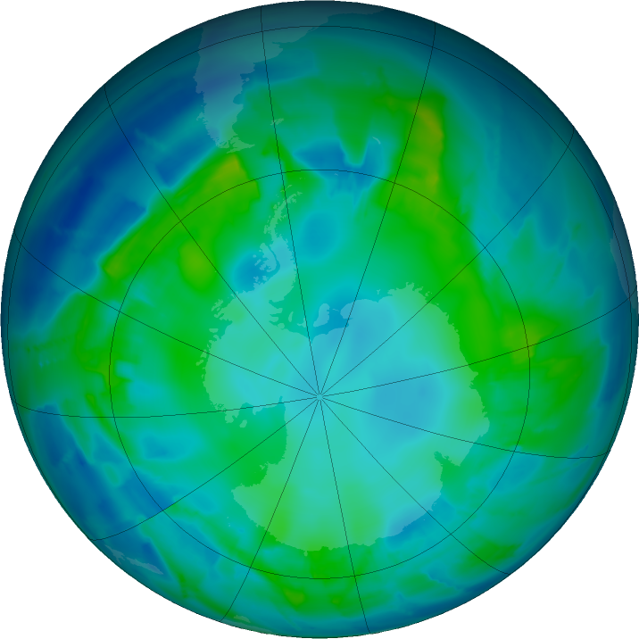 Antarctic ozone map for 03 May 2011